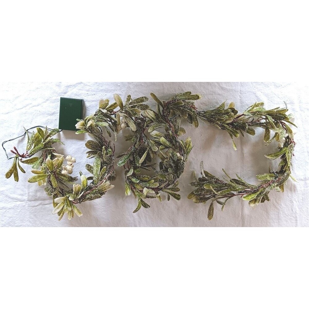 2 Garland Ropes Sage & White Berries 4 Ft Ea Battery Lighted Party Wedding New